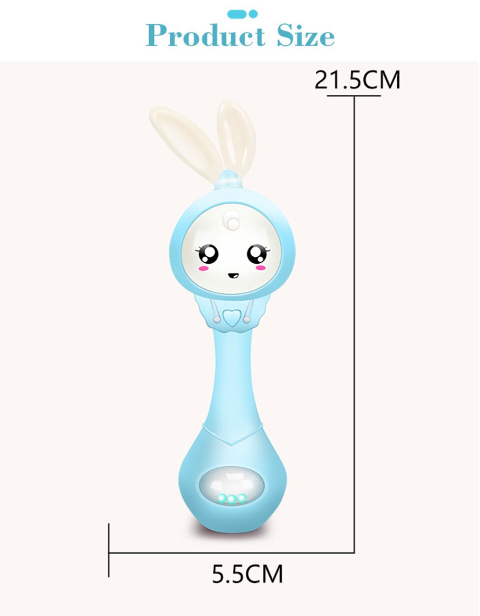 MKTOYS Rattles Baby Toys 0-12 Months Newborn Infant Gift Early Development Hand Shaking Musical Bunny Toys with Light Teethers